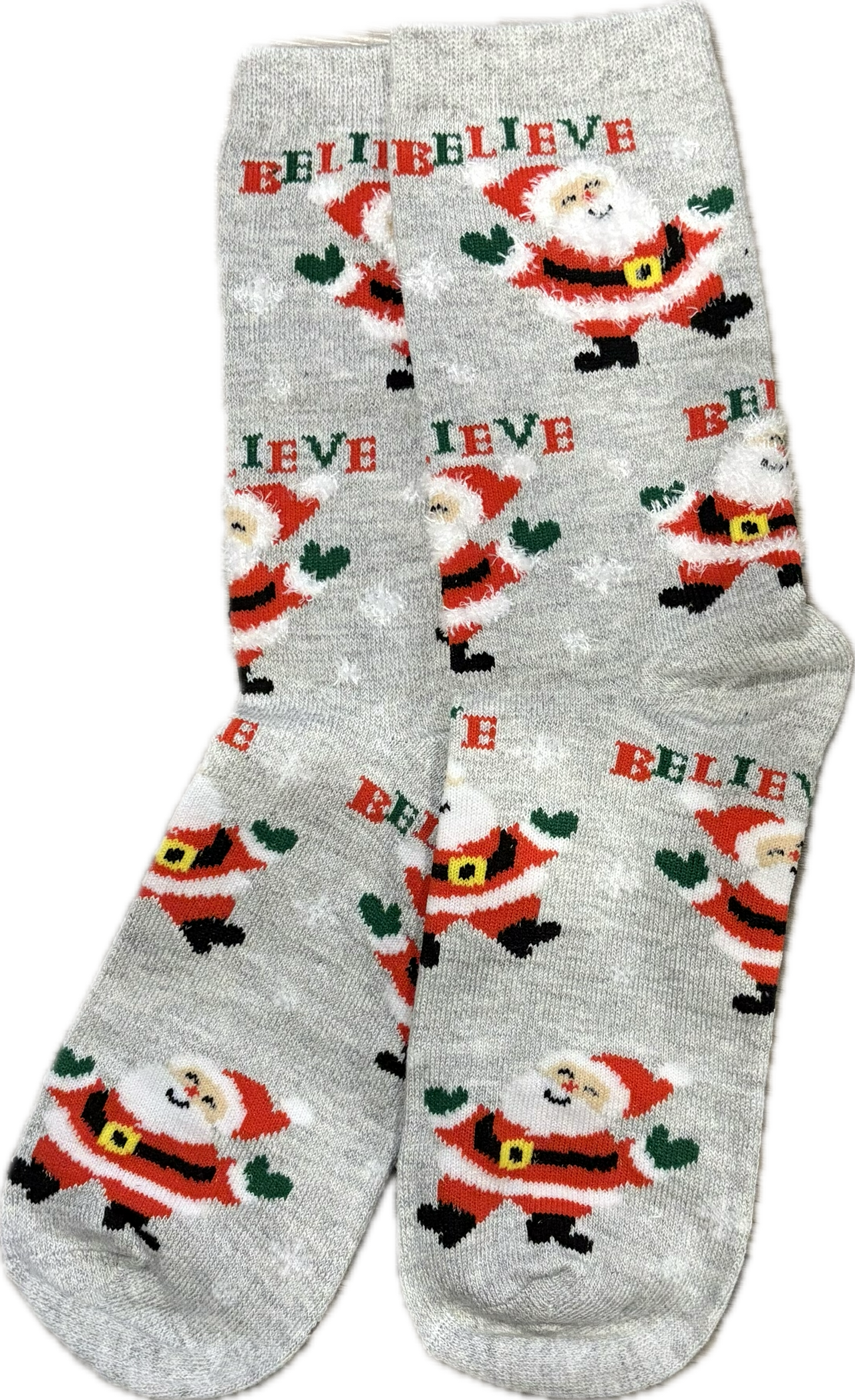 Grey Believe in Santa Socks