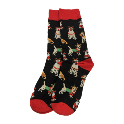 Black Christmas Dog Socks