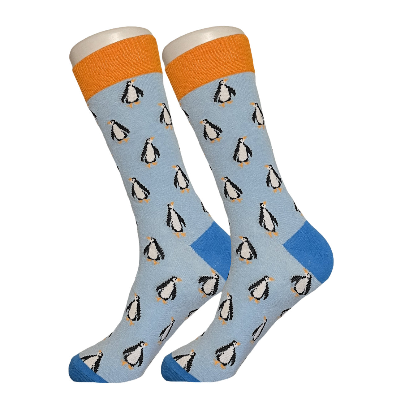 Blue Orange Penguin Socks