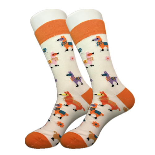 White Colourful Llama Socks