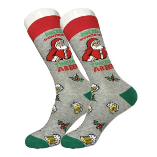 Grey Santa Beer Socks