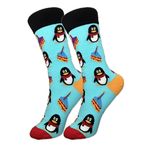 Blue Birthday Penguin Socks