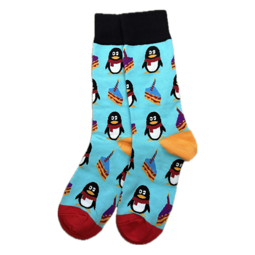 Blue Birthday Penguin Socks