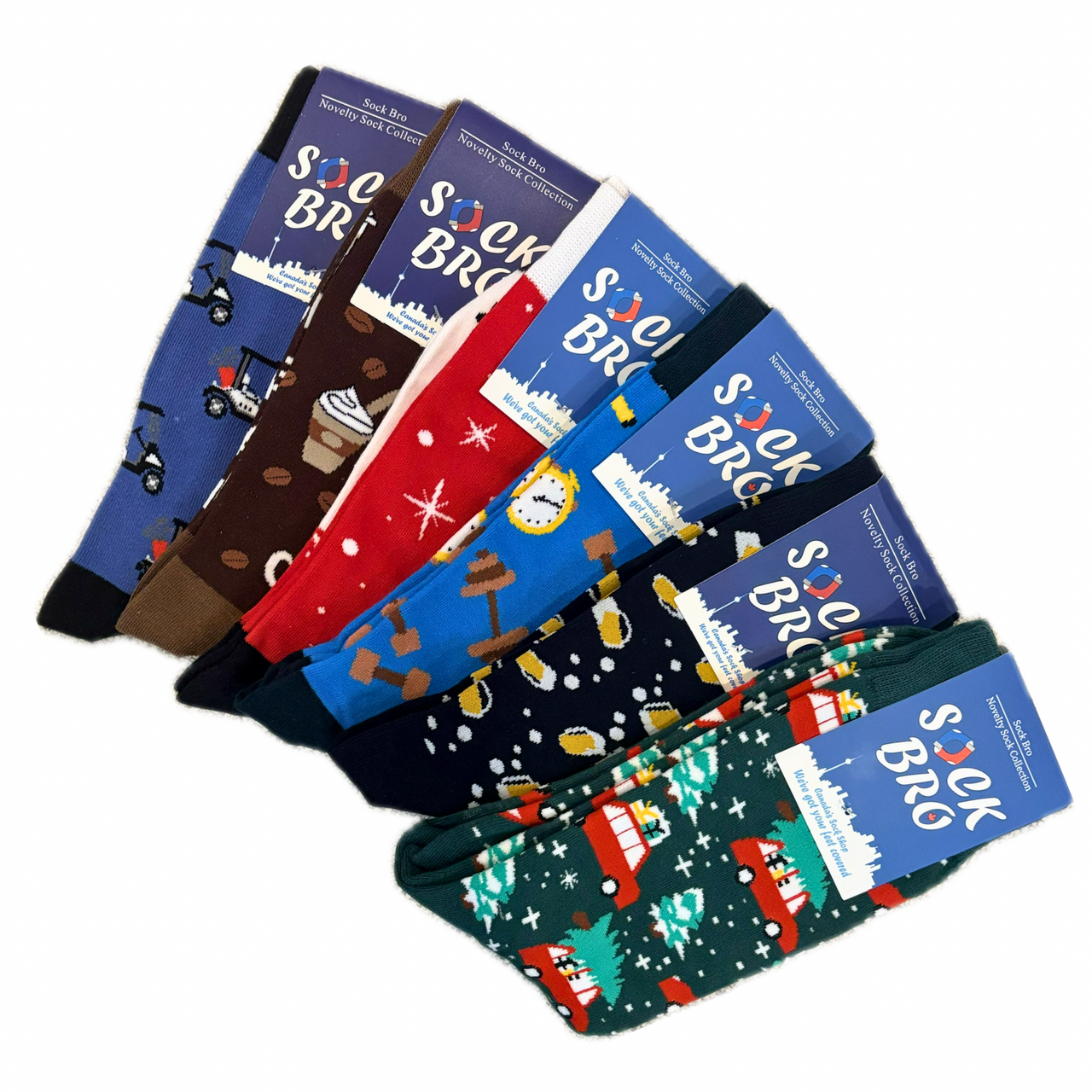 Men's Christmas Favourites 6 Pack Bundle - Beer, Workout, Coffee, Golf, and Christmas Socks