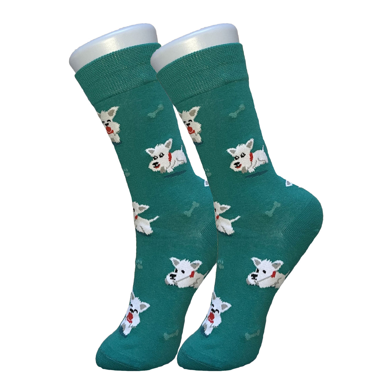 Green Maltese Dog Socks