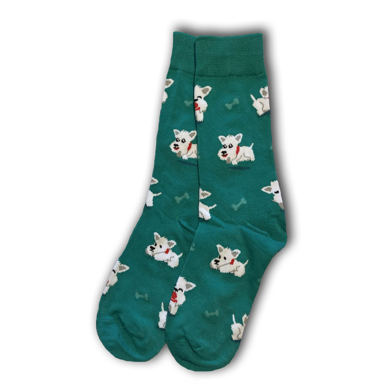 Green Maltese Dog Socks