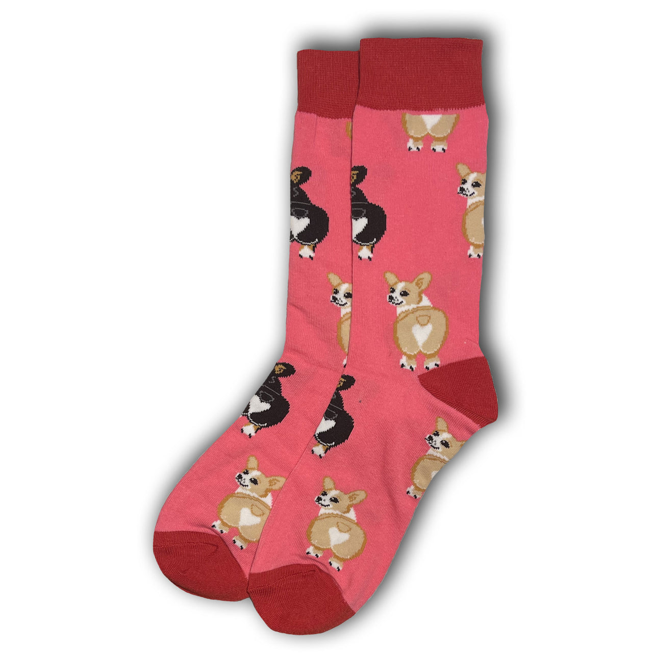 Pink Corgi Dog Socks