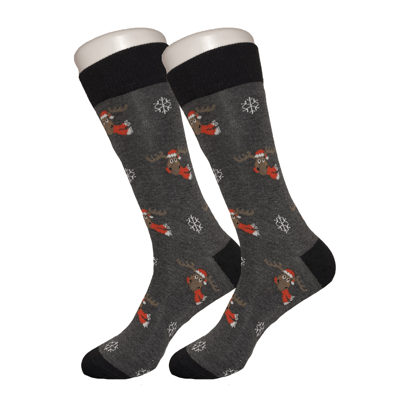 Grey Christmas Moose Socks