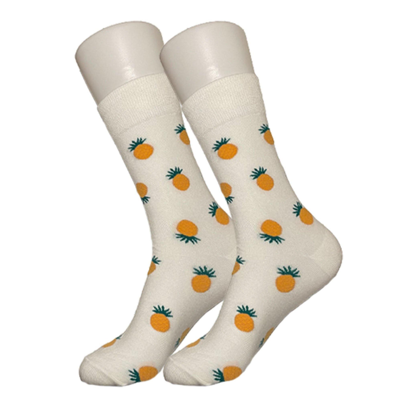 White Crew Pineapple Socks - Sock Bro 