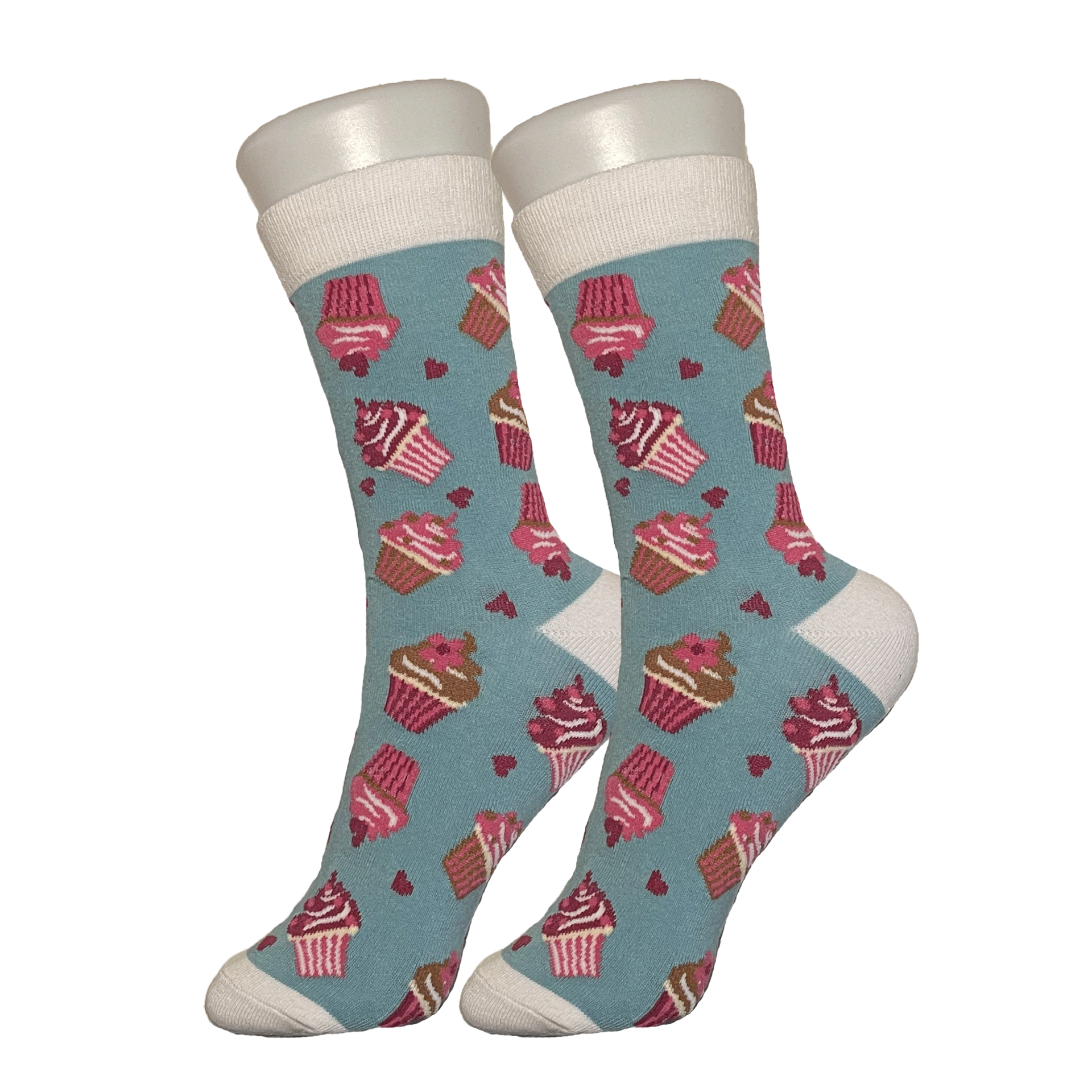 Blue Cupcake Heart Socks - Sock Bro 